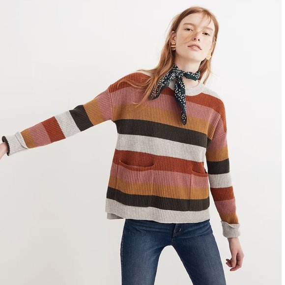 Madewell Sweaters - MADEWELL Patch Pocket Pullover Sweater in Walton Stripe Size S